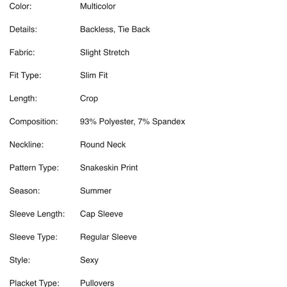 BACKLESS SNAKE PRINT PATTERN TOP - Picture 7 of 7